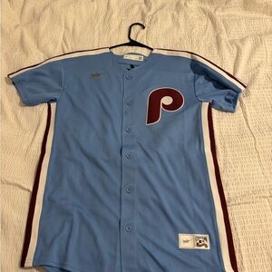 Nike Light Blue Athletic Jersey with Maroon Trim